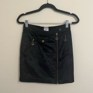 Moschino Jeans 90s Vintage Velvet Mini-Skirt with Peace Sign Accents